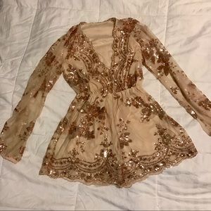 Gold Sequin Elegant Romper